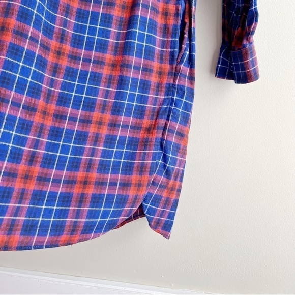 J.Crew Flannel Shirt Dress with‎ Pockets in Red & Blue Plaid, Size XS - Picture 7 of 14